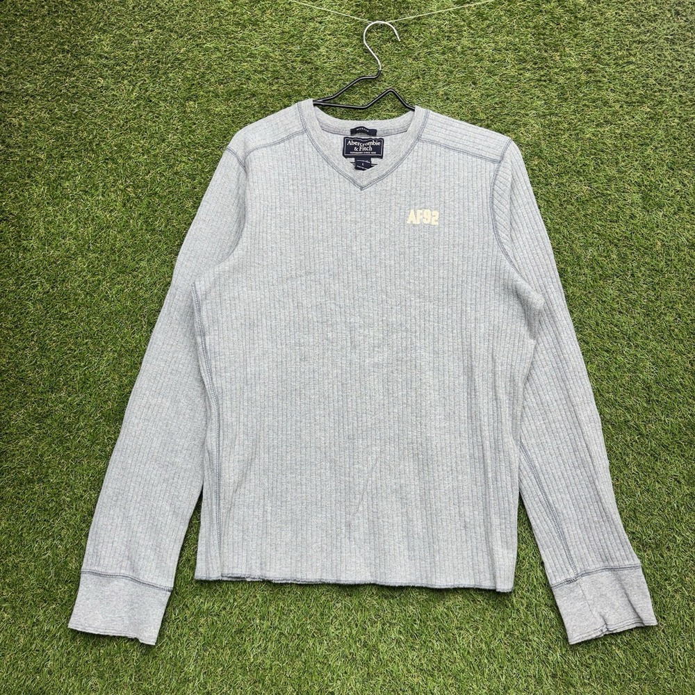 Vintage Abercrombie & Fitch Shirt Mens Large Ribbed Knit Thermal Boxy Baggy Y2K